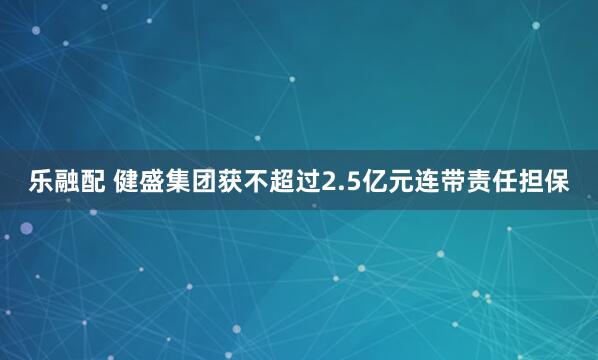 乐融配 健盛集团获不超过2.5亿元连带责任担保